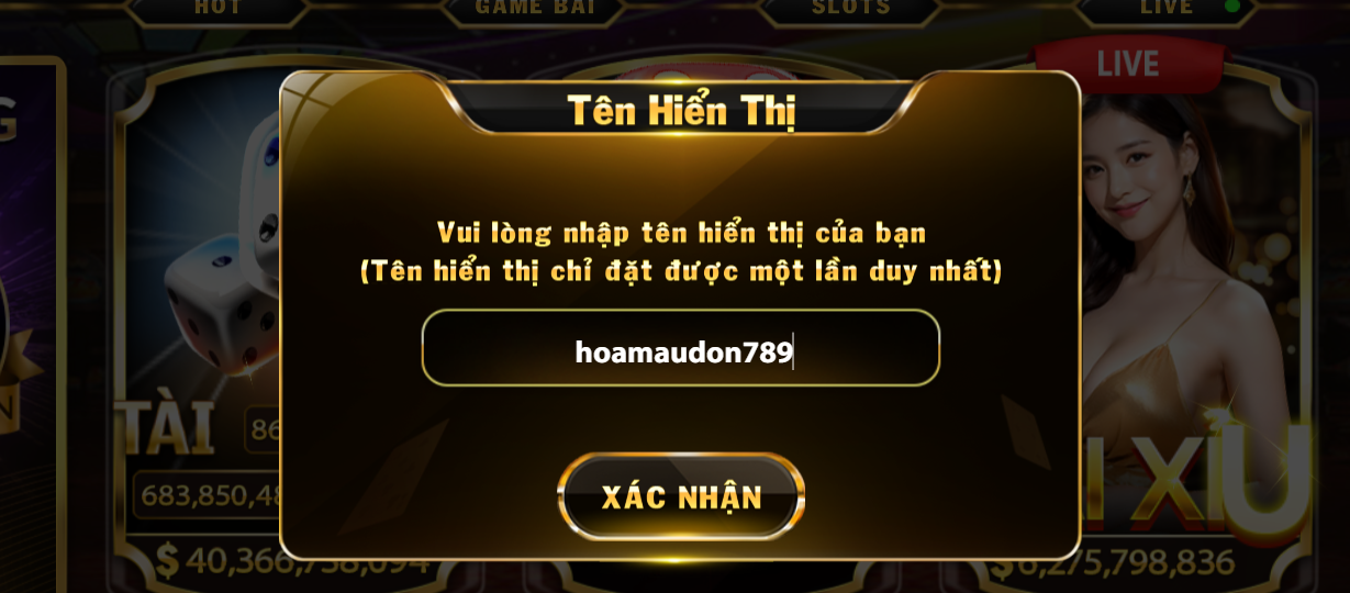 Đặt tên hiển thị cho tài khoản Zo789